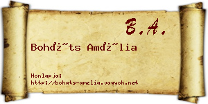 Boháts Amélia névjegykártya